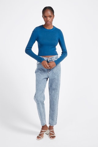 Jean mom taille haute Bleu