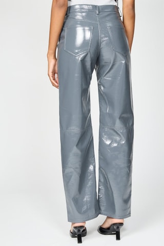Pantalon droit taille haute - Argenté