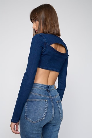 Crop-top en jean - Bleu