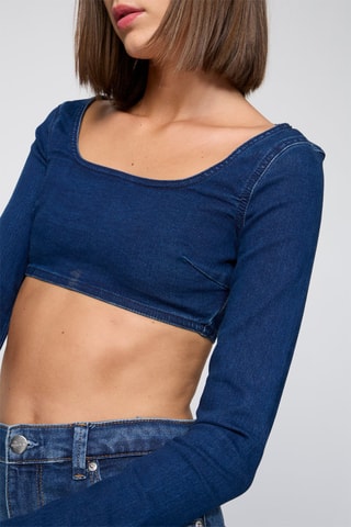 Crop-top en jean - Bleu