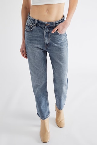 Jean droit taille haute - Bleu