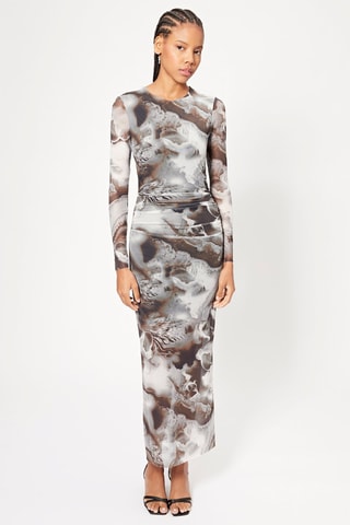 Robe longue - Gris et blanc