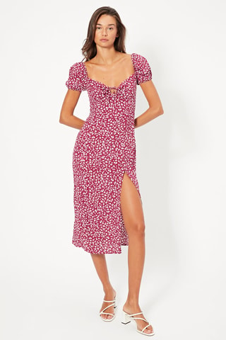 Robe midi - Blanc et violet