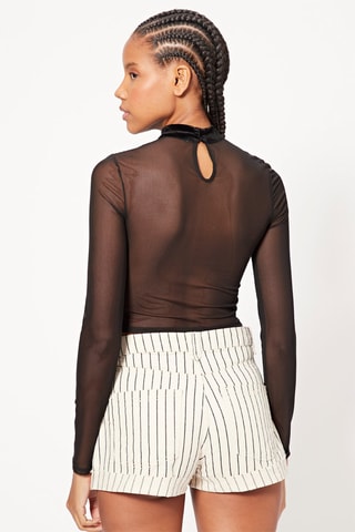 Crop top bi-matière - Noir