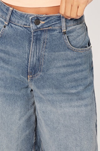 Bermuda en jean taille haute - Bleu marine