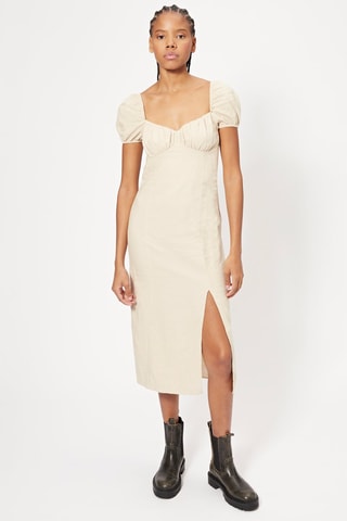 Robe midi en lin - Beige