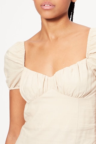 Robe midi en lin - Beige