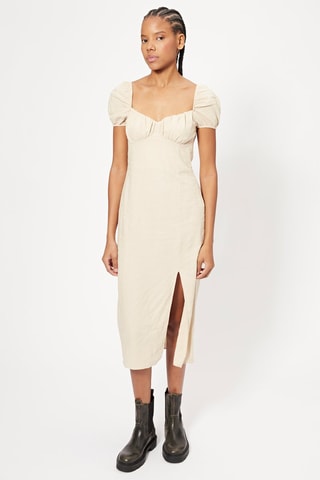 Robe midi en lin - Beige