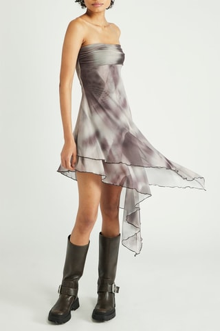 Robe bustier - Gris et marron