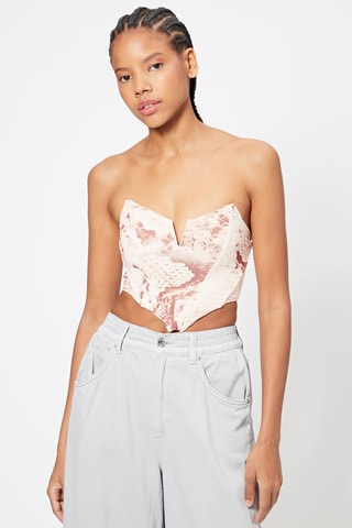 Crop top bustier - Blanc et rouge