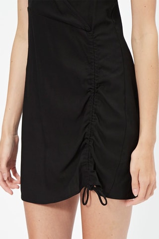 Robe portefeuille en lin - Noir