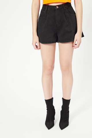 Short en jean taille haute - Noir