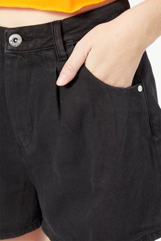 Short en jean taille haute - Noir