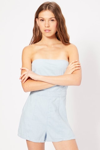 Combishort bustier en jean - Bleu clair