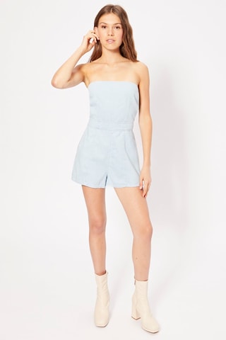 Combishort bustier en jean - Bleu clair