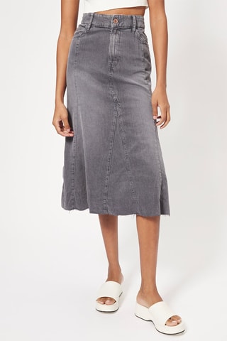 Jupe midi en jean - Gris foncé