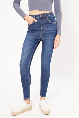 Jean skinny taille haute  - Bleu