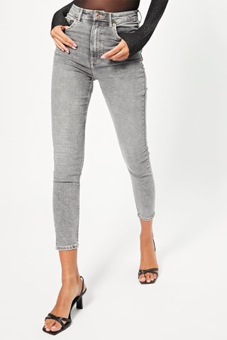 Jean skinny taille haute - Gris