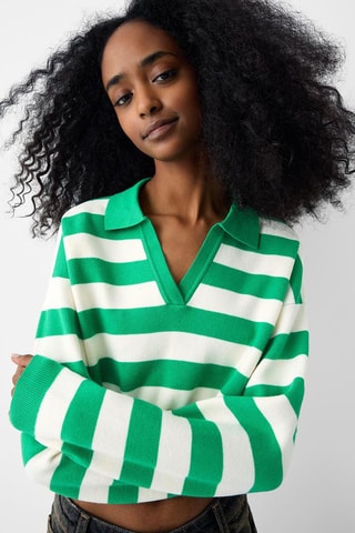 Pull court - Vert et écru