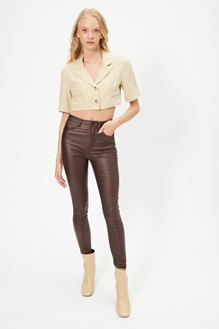 Veste courte en lin Beige