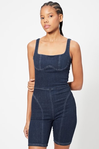 Combishort en jean - Bleu marine