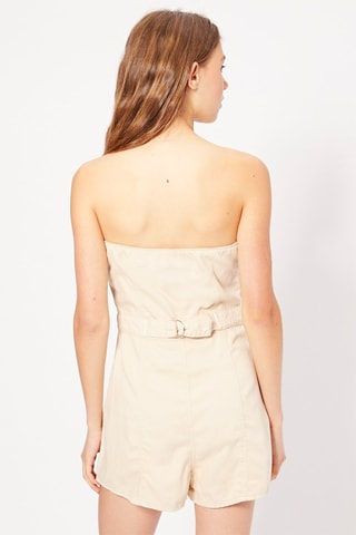 Combishort bustier en jean - Ecru