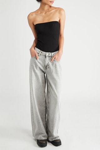 Pantalon wide legs taille haute - Gris