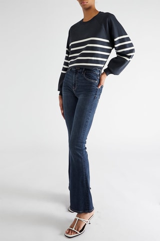 Jean flare taille haute - Bleu