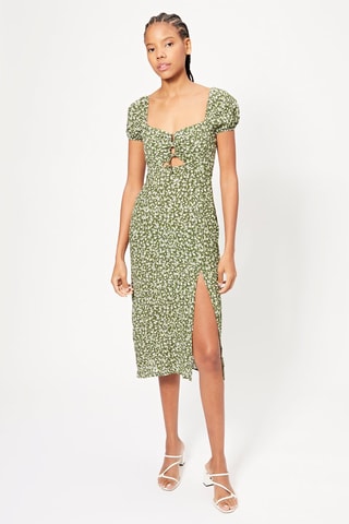 Robe midi - Vert et blanc