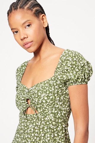 Robe midi - Vert et blanc