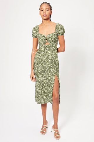 Robe midi - Vert et blanc