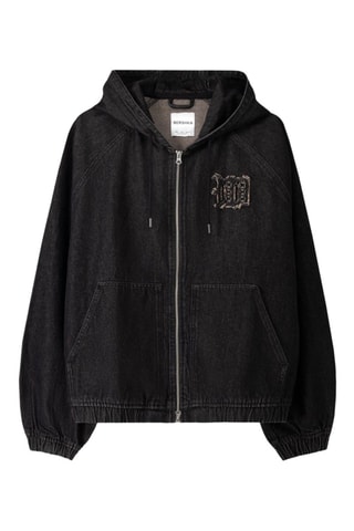 Veste en jean à capuche - Noir