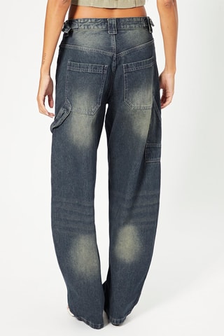 Jean large taille haute - Bleu marine