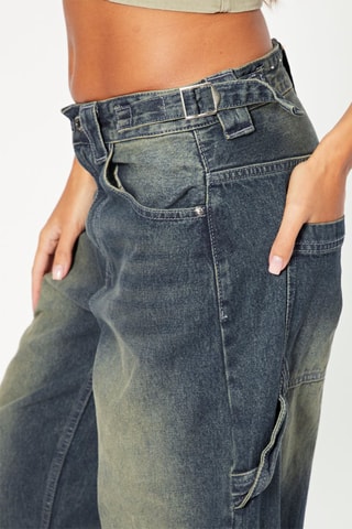 Jean large taille haute - Bleu marine