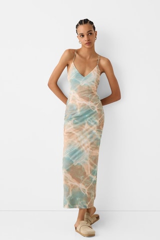 Robe midi tie and dye - Beige