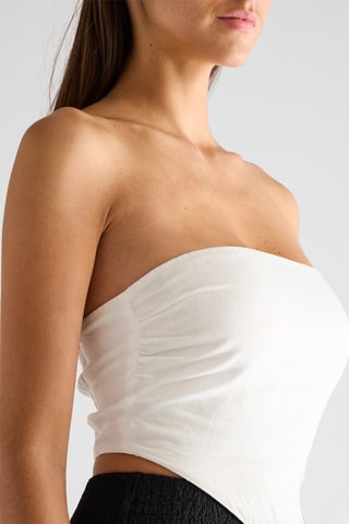Crop top en lin - Blanc