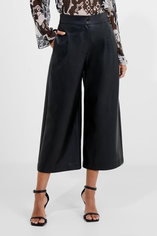 Calças wide legs 7/8 Crolenda - Preto