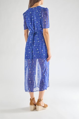 Vestido médio Floral - Azul
