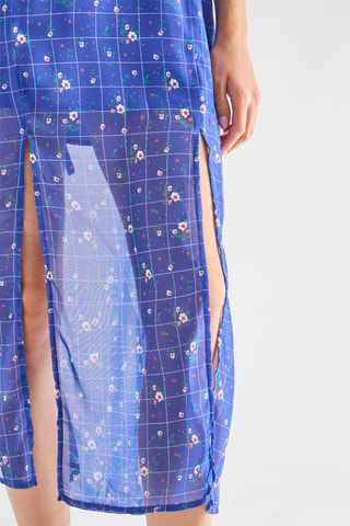 Vestido médio Floral - Azul