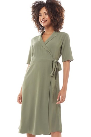 Vestido traçado Shawl - Caqui