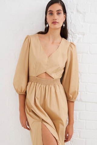 Vestido médio Rhodes - Bege