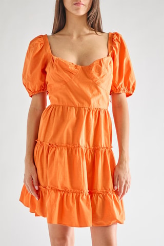 Vestido com folhos Alania - Laranja