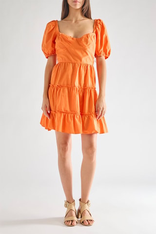 Vestido com folhos Alania - Laranja