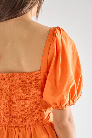 Vestido com folhos Alania - Laranja