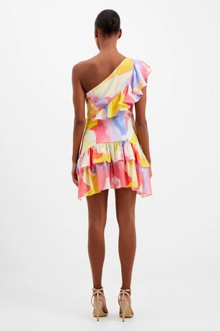 Vestido assimétrico Isadora - Rosa e azul-celeste