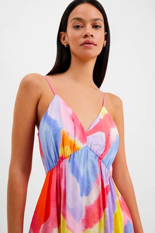 Vestido médio Isadora - Rosa e azul-celeste