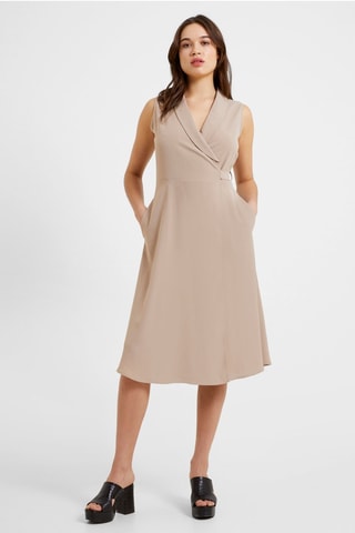 Vestido traçado Shawl - Bege