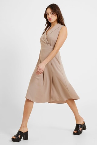 Vestido traçado Shawl - Bege