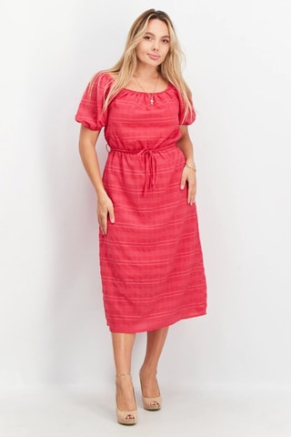 Vestido médio Bardot - Fúcsia