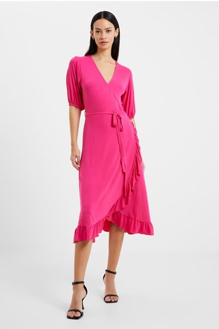 Vestido traçado Wrap - Fúcsia